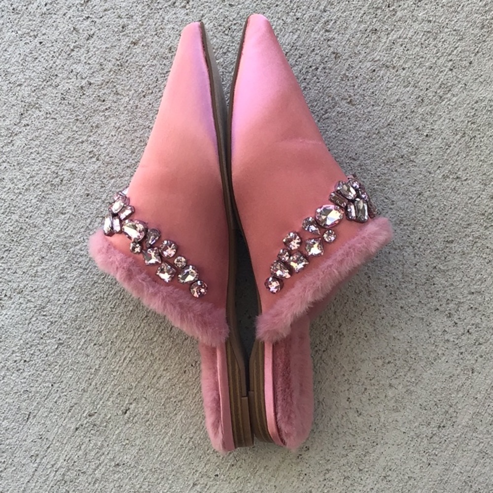 Isaac Mizrahi Pink Pointed Mules, NWT  Size 7